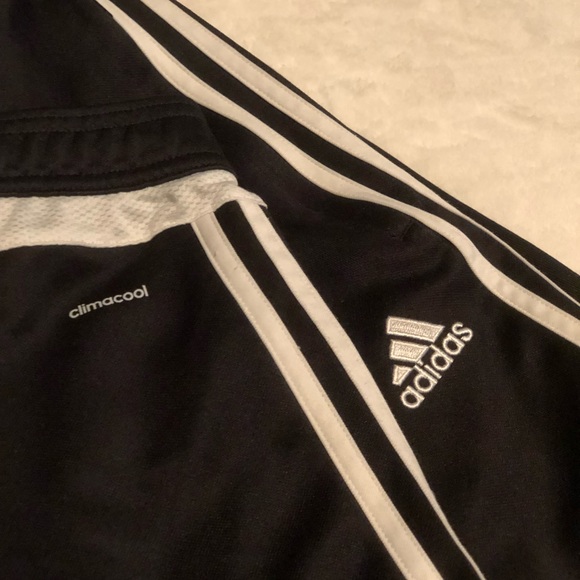 adidas Pants - ADIDAS Black Athletic Three-Stripe Joggers